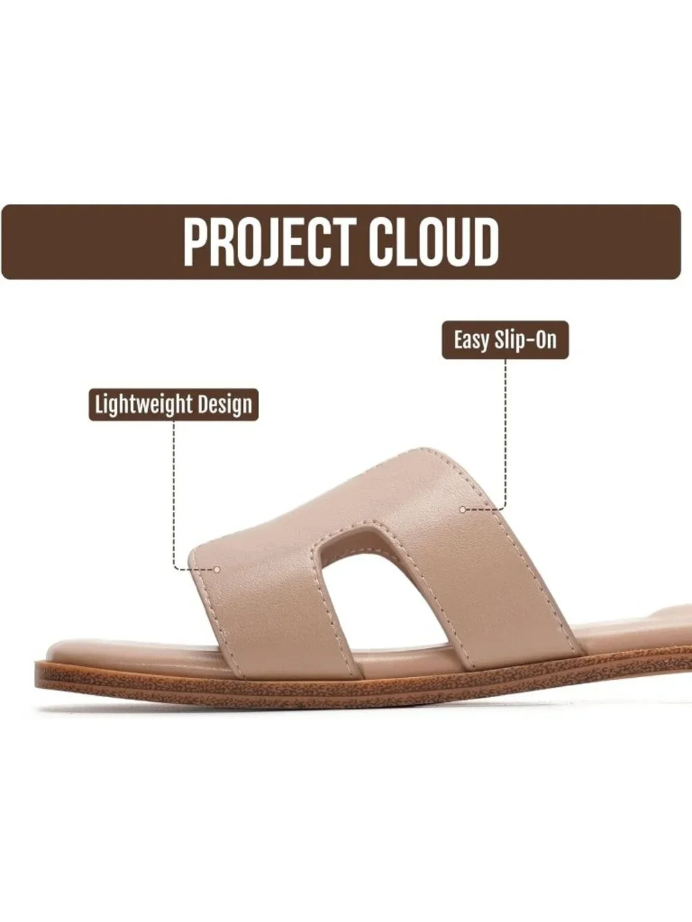 Women's Taupe Suede Genuine Leather Sandals Flat Slide Mule Memory Foam Footwear - Picture 3 of 6